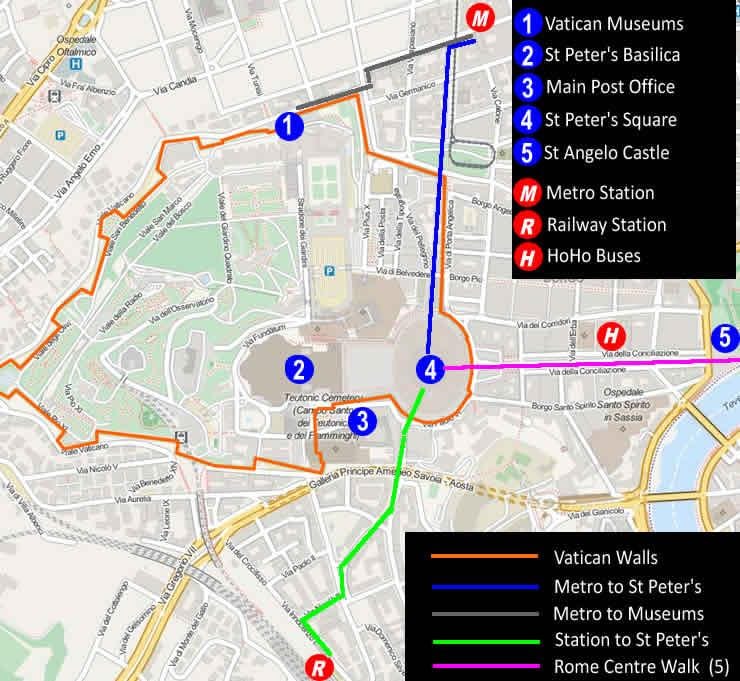 wejście do muzeum Watykańskiego mapie